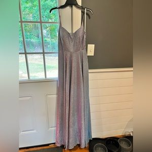 iridescent holographic prom dress